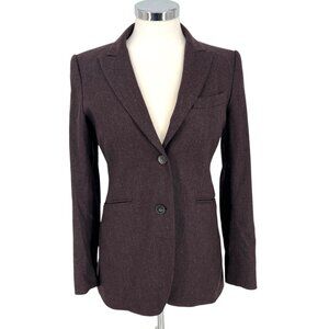 Theory Andorie Virgin Wool Tailored Two Button Blazer Dark Plum Burgundy Size 6